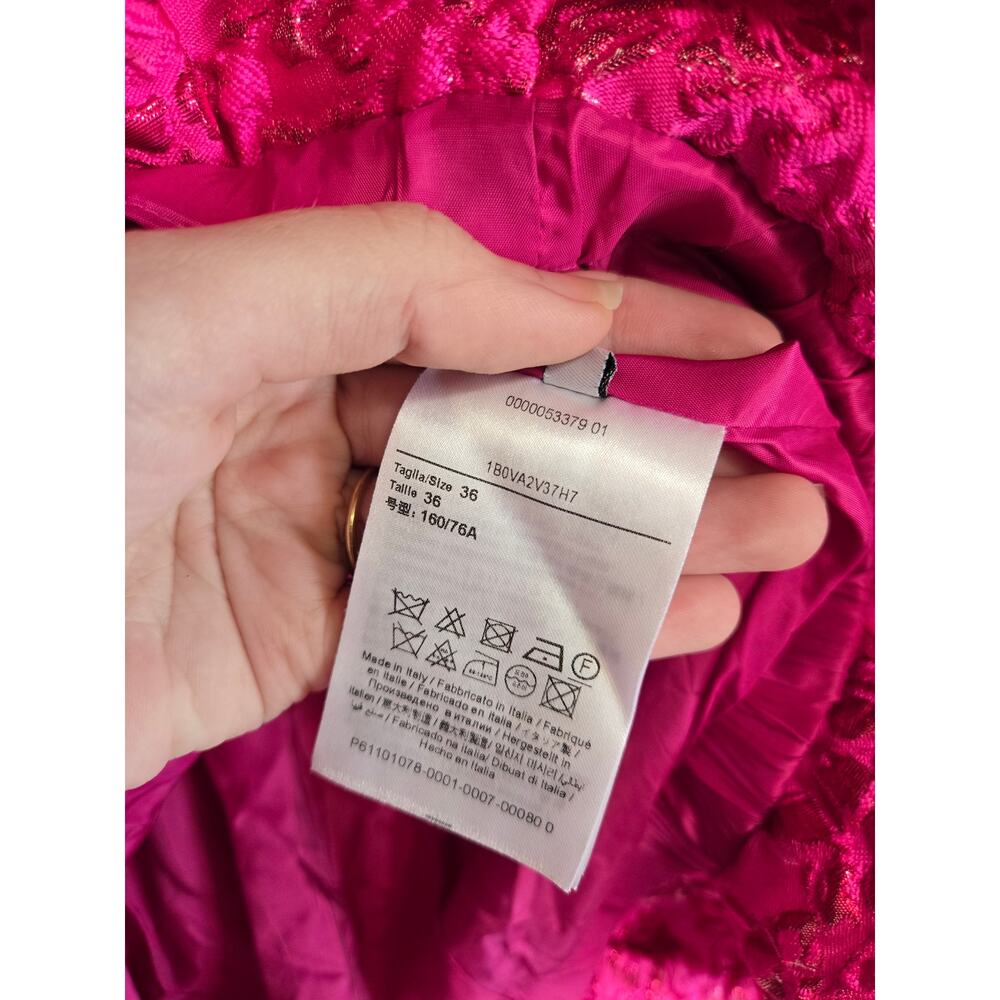 Valentino Mini Dress 2022 Pink PP Collection Jacquard Hot Pink Lurex Sequin 36 0 - Picture 12 of 16